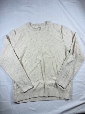 Hawker Rye Mens XL Cream Speckled Knit Crewneck Sweater Cotton Blend